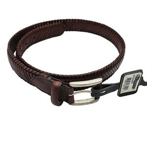 Nocona Belt Co Braided Leather Belt Men 30 Mahogany Brown Western Americana Barn